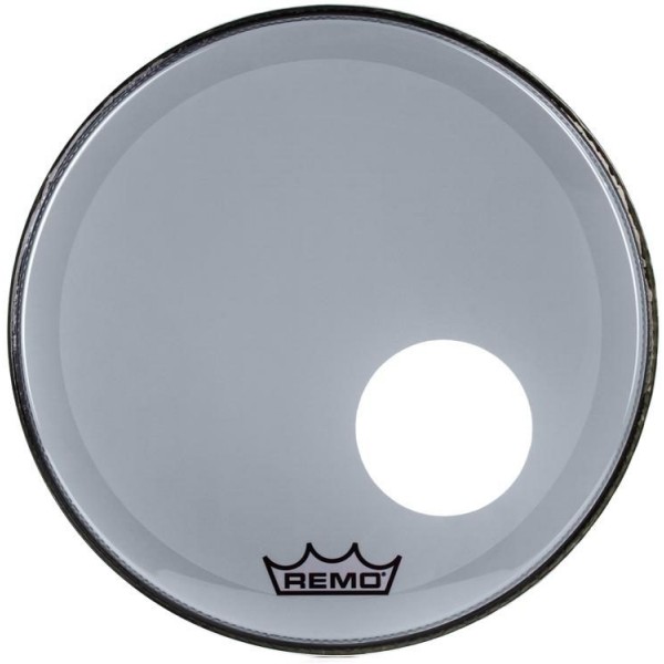 Remo 22'' Colortone Powerstroke 3 Smoke with a 5'' mic hole.